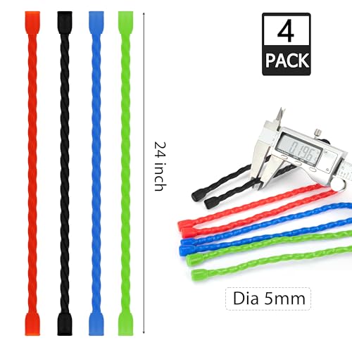 4PCS Silicone Twist Ties 24-Inch Reusable Cable Ties Steel-Core Straps Organizer All Purpose Bendable Cord Tie for Indoor Outdoor Bundling Holding Securing and Wrapping Cables (4 Colors) - size: 24-Inch (4PCS)