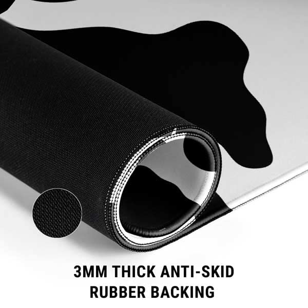 Skinit Large Gaming Mouse Pad - Cow Pattern Animal Print Design with Stitched Edges, Waterproof, Non-Slip Rubber Base, Desk Mat for Keyboard & Mouse, 31.5" x 11.8" inches - color: Black - PTTRNS05, size: 31.5" x 11.8"