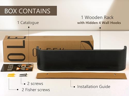 OLEEK wall Coat Rack - wall Shelf with Hooks - entryway Hooks - entryway Shelf - Modern Coat Rack - Wooden Coat Rack wall Mount for Home Decor - Wooden Mount for Home Decor - Coat Hanger Wall Mount - color: Black colour