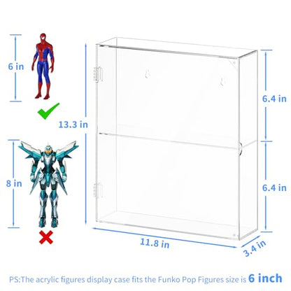 AITEE Acrylic Display Case, Clear Display Case for Funko Pop Figures, 2 Layer Wall Mounted or Desktop Dustproof Display Cabinet Shelf for Collectibles,Mini Toys,Rock, Amiibo - size: 2-Layer