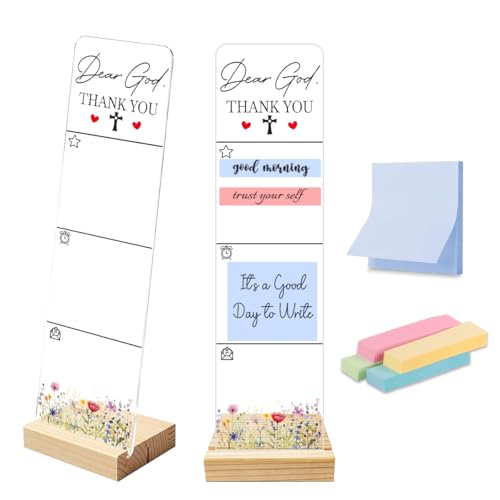 Sticky Notes Monitor Memo Board with Removable Wooden Base Dear God Thank You Portable Acrylic Message Board Sign Sticky Note Holder Bonus 200 Sheets 2 Sizes Sticky Notes Office Desk Accessories - color: God1