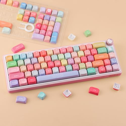 Tsungup PBT MOA Keycaps126 Keys Cute Gummy Bear Rainbow Candy Custom Keycaps 100 Percent Keyboard,Dye Sublimation Keycap Keyboard Keycap Set for MX Switches Mechanical Keyboard(only keycap) - color: Rainbow Candy