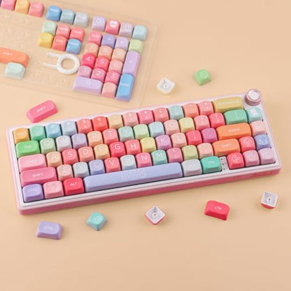 Tsungup PBT MOA Keycaps126 Keys Cute Gummy Bear Rainbow Candy Custom Keycaps 100 Percent Keyboard,Dye Sublimation Keycap Keyboard Keycap Set for MX Switches Mechanical Keyboard(only keycap) - color: Rainbow Candy