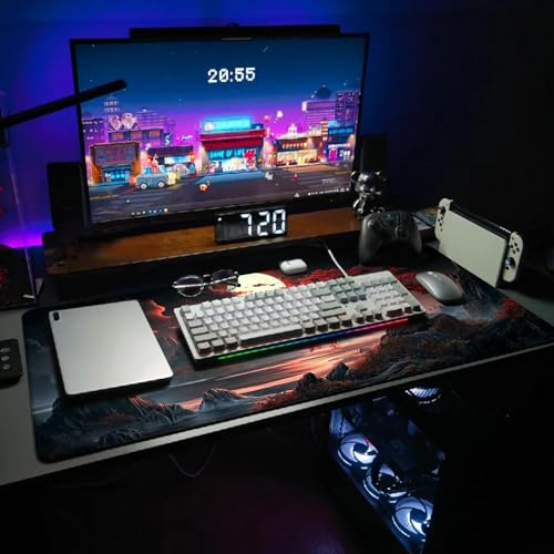 Extended Gaming Mouse Pad, Large Mouse Mat 3 mm Nature Rubber Base Mousepad with Stitched Edges, Non-Slip Desk Mat for Office Home Great Gift 31.5x11.8 Inch (Dark Canyon 2) - color: Dark Canyon 2