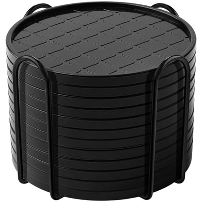 Coasters,Drink Coasters Set of 8 with Holder (Black, 12pcs) - color: Black, size: 12 pcs