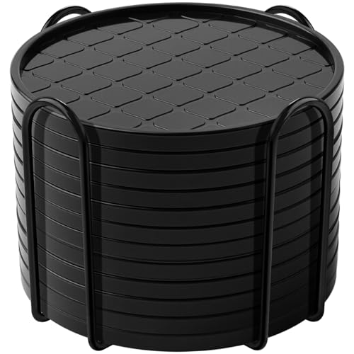 Coasters,Drink Coasters Set of 8 with Holder (Black, 12pcs) - color: Black, size: 12 pcs