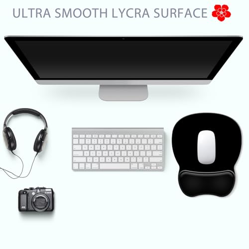 Ergonomic Mouse Pad with Wrist Rest, Comfortable Gel Concave Mouse Pad with Non-Slip Base, Pain Relief Mouse Pads with Smooth Wrist Support for Gaming, Office, Home (Black) - color: Black