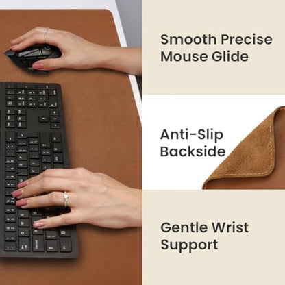 Full Grain Genuine Leather Desk Pad – Toffee Tan Brown (XL) - Premium Desk Mat with Non-Slip Backing, Thick 3mm, Office Desk Protector for Work & Gaming (Extra Large 35.4 x 15.7 inch) - color: Toffee Tan Brown