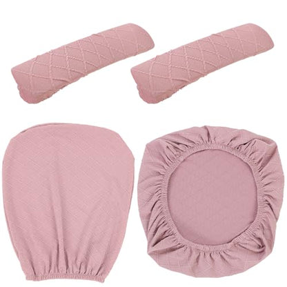 Tallew 4 Pcs Office Chair Covers Set Computer Universal Protective Stretchable Chair Seat Covers Desk Armrest Slipcovers Pads Office Cushion Backrest for Rotating(Pink) - color: Pink