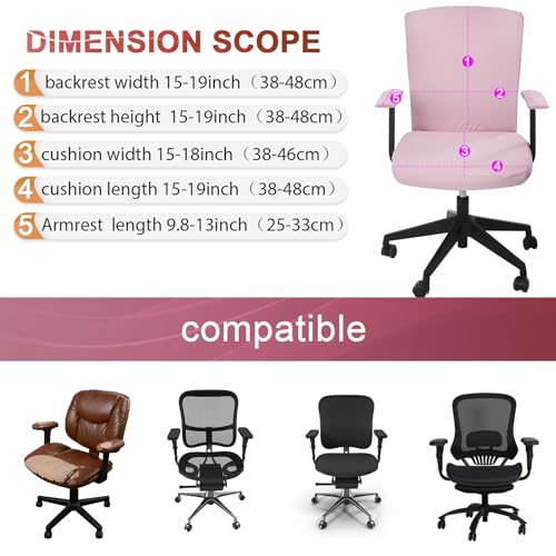 Tallew 4 Pcs Office Chair Covers Set Computer Universal Protective Stretchable Chair Seat Covers Desk Armrest Slipcovers Pads Office Cushion Backrest for Rotating(Pink) - color: Pink