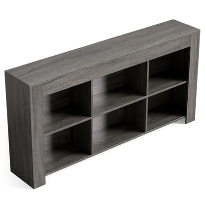 LITTLE TREE TV Stand with Storage, 63-Inch Entertainment Center with Shelves, Modern Media Console for Television up to 65" for Living Room, Bedroom, Grey + Black - color: Grey + Black