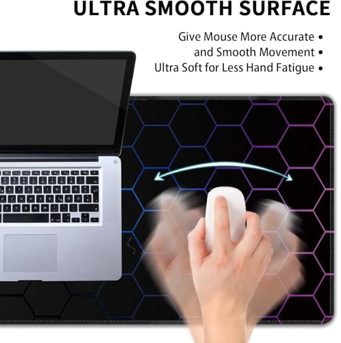 Hexagon Honeycomb Large Mouse Pad,Gaming Keyboard Desk Pad,Extended Mouse Mat Non-Slip Rubber Base with Stitched Edges for Office Game Home XL 31.5"x11.8" - color: Honeycomb, size: 31.5L x 11.8W inches