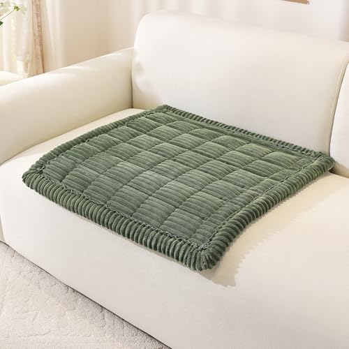 Royhom Chair Cover for Dogs, Thick Soft Couch Arm Cover, Headrest Armrest Covers, Furniture Cover for Pets Recliner Loveseat Leather Cushion L Shaped Couch (Green, 27.6 x 27.6 Inch) - color: Green, size: 27.6 X 27.6 Inch/1 Piece