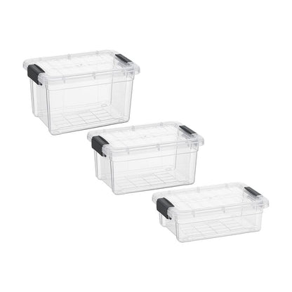 Superio Mini Storage 3 Pack Container Plastic Crayon Box, Art n Crafts and Sewing Supplies Case, Stackable Clear Small Organizer for Beads, Stationery, Chalk, and Food - size: 0.7, 1.05 and 1.4 Quarts, style: 3 Pack