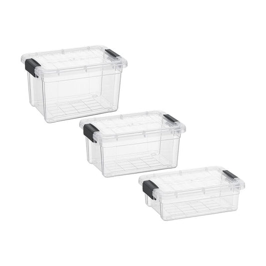 Superio Mini Storage 3 Pack Container Plastic Crayon Box, Art n Crafts and Sewing Supplies Case, Stackable Clear Small Organizer for Beads, Stationery, Chalk, and Food - size: 0.7, 1.05 and 1.4 Quarts, style: 3 Pack