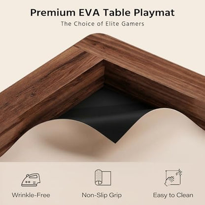 LAUSAINT HOME Board Game Table, 63" x 39" Gaming Table with Removable Table Top & Play Mat for 6 Players, Includes Detachable Cup Holders and Trays for Dining, Card, DND, Poker in Walnut - size: Rectangular Table