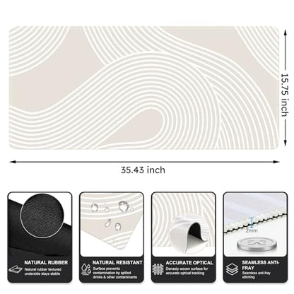 iCasso Big Desk Pad, XXL Extended Gaming Mouse Pad, Large Mouse Pad for Desk Rubber Base Mousepad with Stitched Edges, Keyboard Mouse Mat for Work, Game, Office, Home, Lines - color: Lines