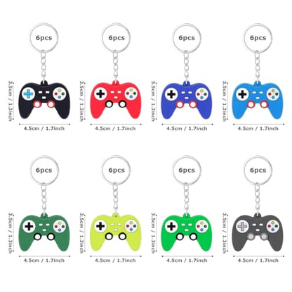 EAEDMY 24PCS Video Game Party Favors, Mini Game Controller Keychains, Goodie Bags Keychain, Game Controller Theme Gift for Child Birthday Party, 8 Colors (24pcs) - color: 24pcs