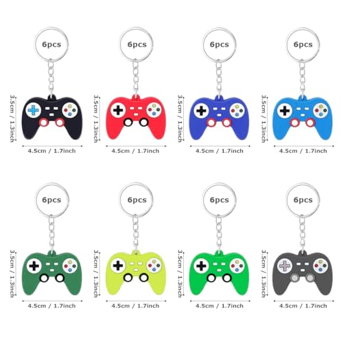 EAEDMY 24PCS Video Game Party Favors, Mini Game Controller Keychains, Goodie Bags Keychain, Game Controller Theme Gift for Child Birthday Party, 8 Colors (48pcs) - color: 48pcs