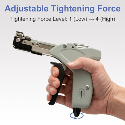 Metal Zip Tie Cutter, Stainless Steel Cable Tie Gun with Adjustable Tension & Automatic Cutter for Stainless Steel Tie Wrap with Free Zip Tie Release Tool, Single-Hand Operated - style: Single-Hand Operated