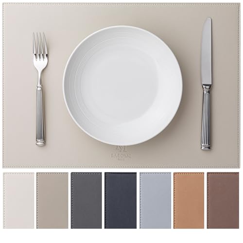 Baroyal Faux Leather Placemats Set of 6 Vinyl Washable Wipeable Table Mats for Kitchen Dining Table Heat Resistant Waterproof Modern Indoor/Outdoor Placemats Non-Slip Easy Clean Place Mats-Cream White - color: B-cream White