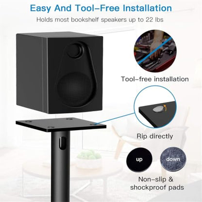 PERLESMITH Universal Floor Speaker Stands for Surround Sound up to 22LB, 27.56 Inch Bookshelf Speaker Stand for Klipsch, Polk, Yamaha & Other Large Satellite, Bookshelf Speakers, Studio Monitors,2P - size: Weight 22 LBS