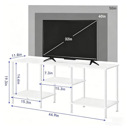 50 Inch TV Stand for Living Room White Entertainment Center with Open Storage Shelves Small TV Console Table Bedroom TV Media Cabinet for 50 43 40 32 Inches TV - color: White