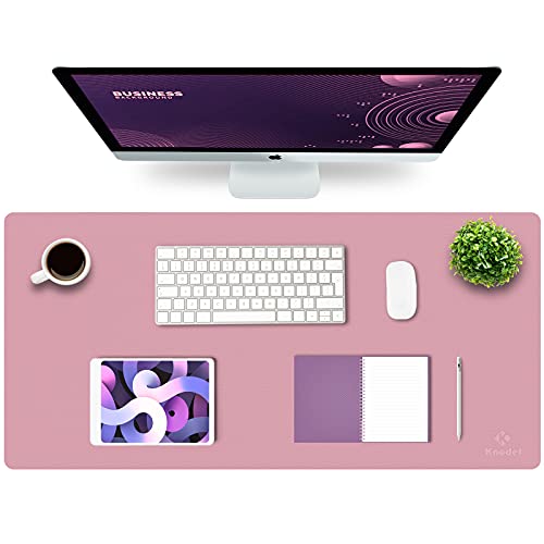 K KNODEL Large Office Leather Desk Mat, Mouse and Keyboard Pad, Computer and Laptop Mat, Desktop Protector and Cover, Writing Pad and Blotter (35.4"x17", Purple) - color: Purple, size: 35.4" x 17"