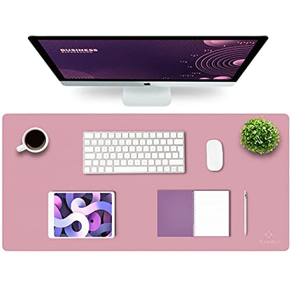 K KNODEL Large Office Leather Desk Mat, Mouse and Keyboard Pad, Computer and Laptop Mat, Desktop Protector and Cover, Writing Pad and Blotter (35.4"x17", Purple) - color: Purple, size: 35.4" x 17"
