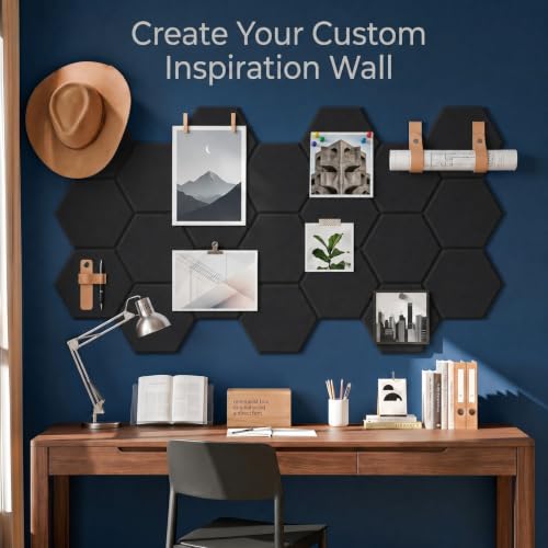 18 Pack Hexagon Acoustic Panels, 12" x 10" x 0.4" High-Density Soundproof Wall Panels, Self-Adhesive Acoustic Wall Panels for Studio, Home, Office, Black - color: Basic Hexagon - Black, size: Hexagon - 18 Pack