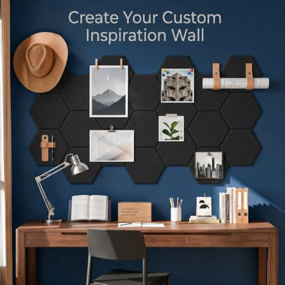 18 Pack Hexagon Acoustic Panels, 12" x 10" x 0.4" High-Density Soundproof Wall Panels, Self-Adhesive Acoustic Wall Panels for Studio, Home, Office, Black - color: Basic Hexagon - Black, size: Hexagon - 18 Pack