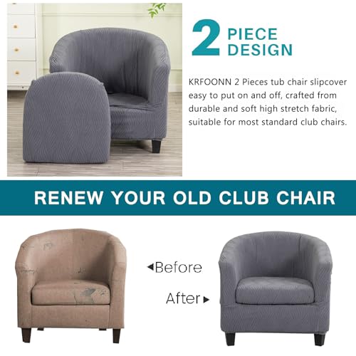 KRFOONN Club Chair Slipcover 2 Piece Stretch Printed Round Barrel Chair Covers Removable Tub Chair Slipcover with Elastic Bottom Chair Coverings Furniture Protector Cover for Living Room, B61 - color: Colorb61