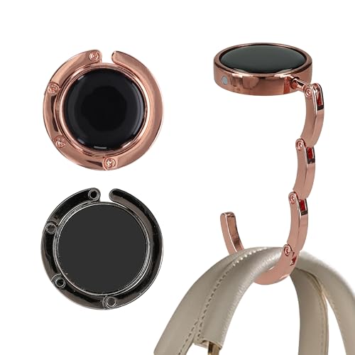 kwmobile Purse Hook for Table - Set of 2 Purse Holder - Folding Handbag Hanger - Portable Bag Holder - Bag Hooks for Desk - Table Hook Black/Copper - color: black / copper
