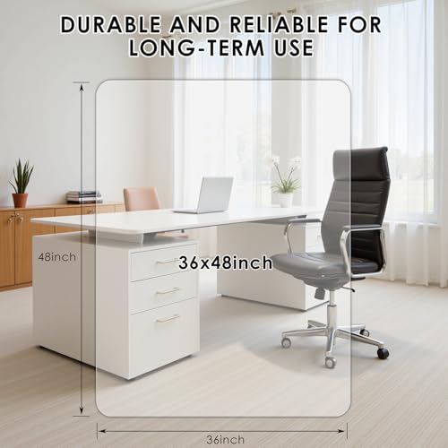 Kuyal 1/5" Thick Office Chair Mat, 36" x48" Heavy Duty Hard Computer Chair Mat, Under Desk Protector Carpeted Floors Mats, Easy Chair Movement, Can be Used on Carpet or Hard Floor, Ship Flat - size: 36" x 48" x 1/5" Rectangle
