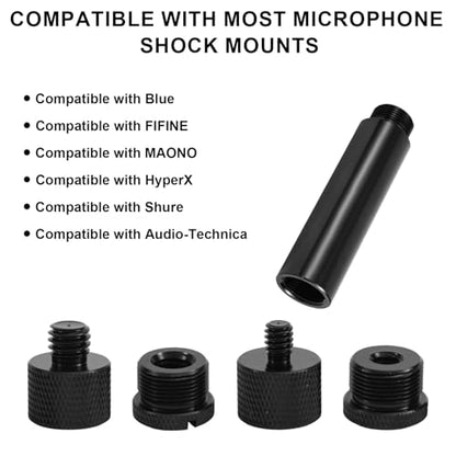 12pcs Microphone Stand Adapter Screws with Extension Tube, Alloy 5/8" Female to 3/8" Male & 5/8 Female to 1/4" Male Mic Stand Thread Mount Adapters for Mic Boom Arm Camera Tripod Recording