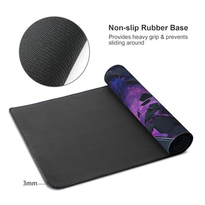 Extended Gaming Mouse Pad, Abstract Neon Design, Anti-Slip Rubber Base, Rectangular, 35.4 x 15.7 Inches - color: shattered rock