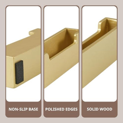 Bivvclaz Gold Business Card Holder Desk, Wood Business Card Organizer Desktop Business Card Display Stand for Office Tabletop Exhibition, Small Business Essentials - color: Gold