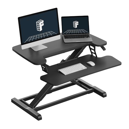 FLEXISPOT Standing Desk Converter 28" Desk Riser for Small Spaces, Compact Desktop Riser Sit Stand Computer Workstation, Stand Up Desk Converter for Laptop & Single Monitor, Black - color: Black, size: 28"