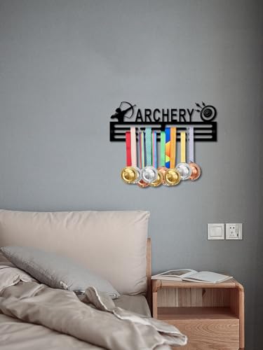 Resama Medal Hanger Holder Display Wall Rack Frame Shelf-Medal Hanger Awards Ribbon Soccer,Gymnastics,Holder Display Rack for 60 Medals - color: Archery