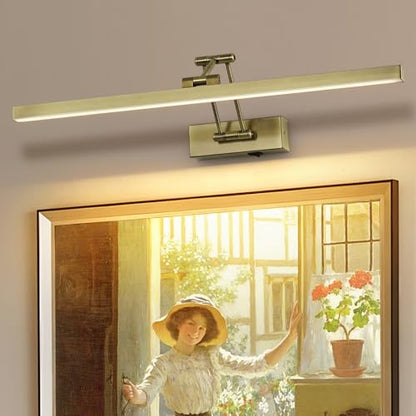 5W LED Wireless Picture Lights with Remote and Timer 23.6'' Inch Rechargeable Antique Bronze Gallery Lighting Battery Operated Art Lights Over Frame Portrait - color: Battery Operated Antique Bronze, size: 23.6 inch