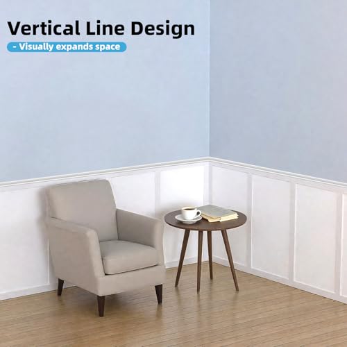 Art3d Premade Board and Batten Paintable Wainscoting Kit, MDF Accent Wall Panel for Kitchen Bedroom Living Room Home Decor Covers 94.5 x 54 in. Molding Trim Slat with Edge Strip - size: 94.5 x 54 Inch