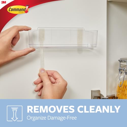Command Medium Caddy, Holds up to 2 lb, 7.5" x 2.1" x 2.1", 1 Caddy with 4 Strips, Damage-Free Organization Wall Mount to Cabinet, Kitchen, Pantry, Closet, or Under Sink - color: Transparent