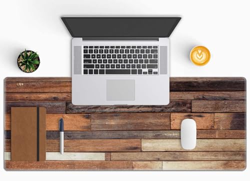 Desk Mat, Old Wood Plank Texture Extended Gaming Mouse Pad Large, 31.5"x11.8" Big Mouse Pad with Non-Slip Base and Stitched Edge, Long Computer Keyboard Mouse Mat for Home Office Work - color: Old Wood Plank Texture