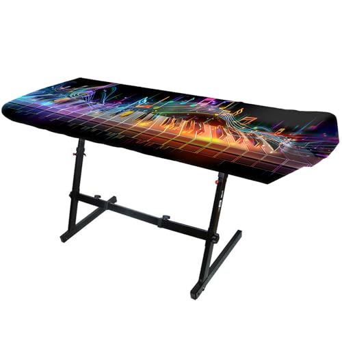 Nuxovilar Stretchy 88 Keys Keyboard Piano Dust Cover, Dust - Proof Elastic Milk Silk with Colorful Sound Wave Visuals for Digital Pianos - color: VC04236-B