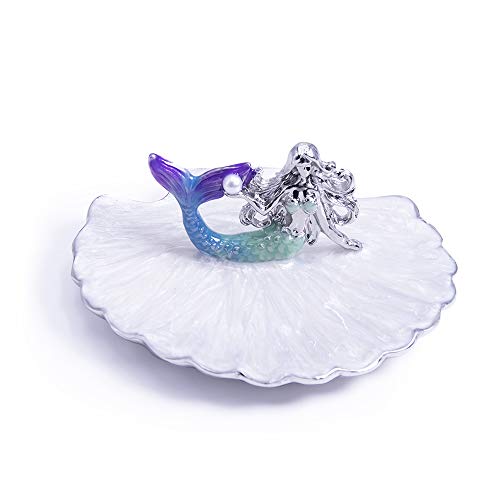 LARAINE Jewelry Tray Ring Display Holder Mermaid Trinket Dish Home Decorative Plate For Earrings Necklace Bracelet Organizer Display (Blue&Purple) - color: Blue&Purple