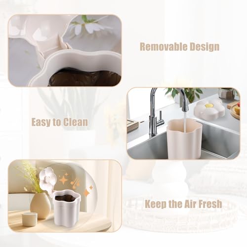 CEYAZYE Cute Desktop Mini Trash Can with 5 Roll Bags | Small Garbage Cans with Lid for Tabletop Countertop, Plastic Waste Basket Recycling Bin for Office Bathroom Bedroom Kitchen