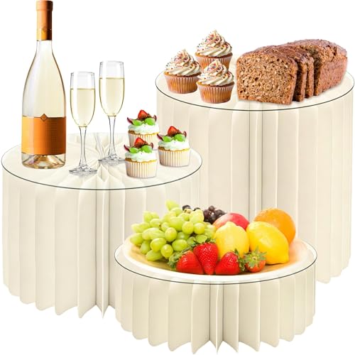 3 Pack Buffet Risers Foldable Cardboard Food Risers for Buffet Table Tall Cake Stands Cylinder Display Stand Dessert Table Display Set Cupcake Stands for Party Birthday Wedding Decoration