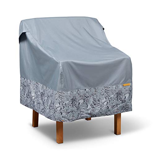Classic Accessories for Vera Bradley Water-Resistant Patio Chair Cover, 26 x 29 x 27 Inch, Rain Forest Toile Gray