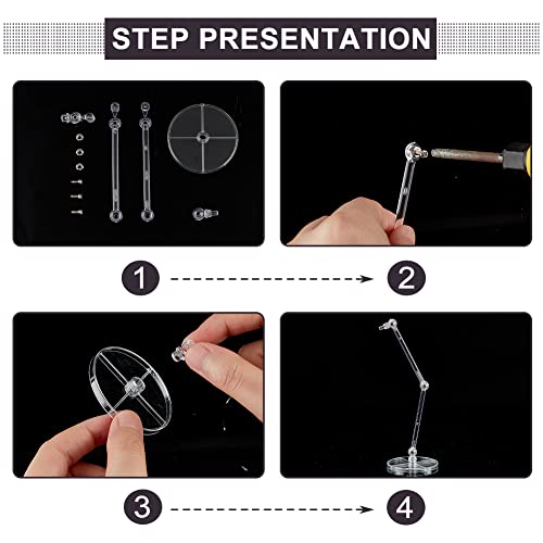 FINGERINSPIRE 6 Pcs Action Figure Stands Clear Doll Model Support Stand with 2 inch Round Base Assembly Action Figure Display Holder without Claw Durable Display Stand Compatible with Figures Models