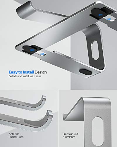 Nulaxy Laptop Stand, Ergonomic Aluminum Laptop Computer Stand, Detachable Laptop Riser Notebook Holder Stand Compatible with MacBook Air Pro, Dell XPS, HP, Lenovo More 10-15.6” Laptops - color: B-Silver
